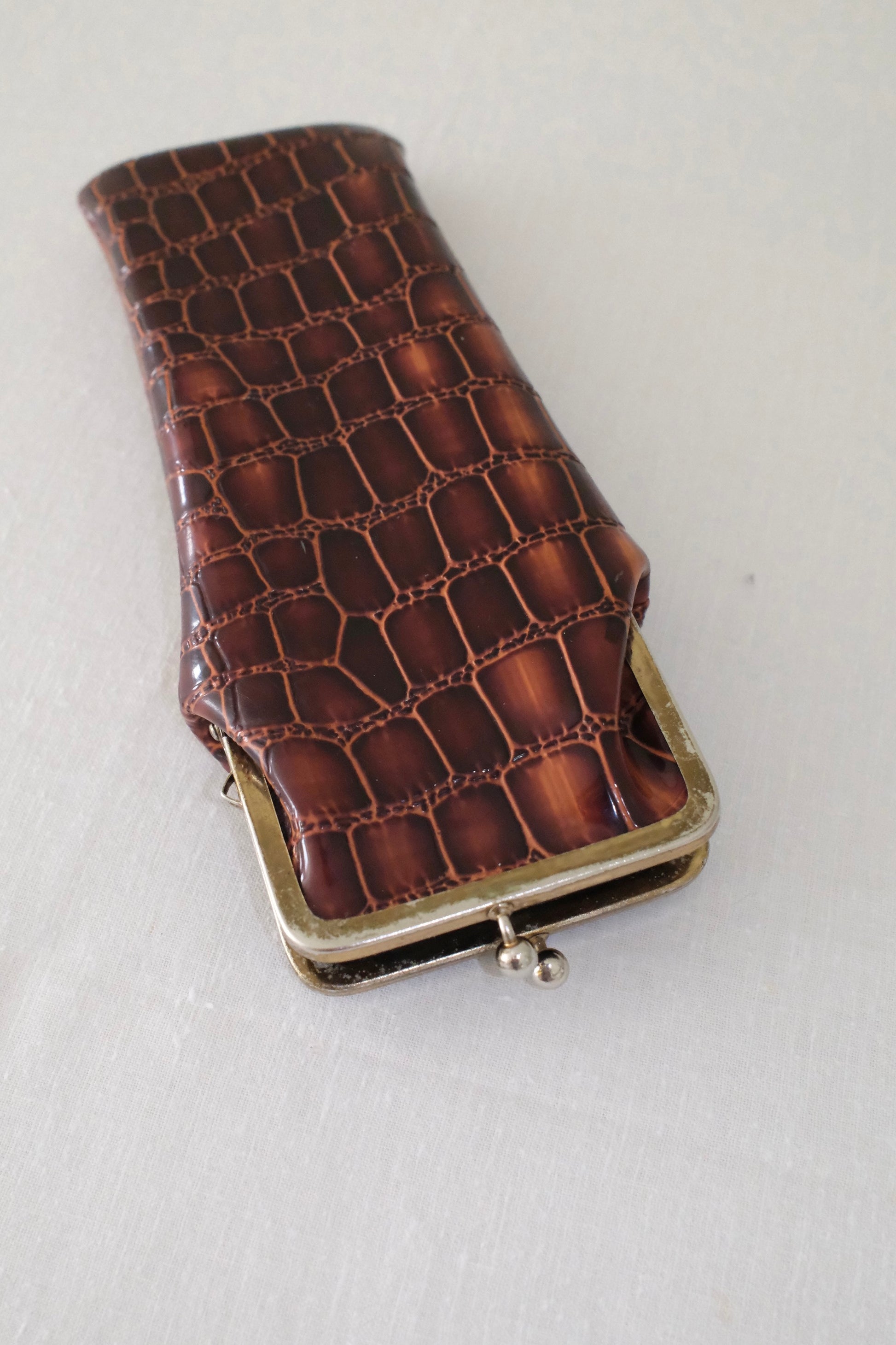 Vintage Croc-Embossed Glasses Case