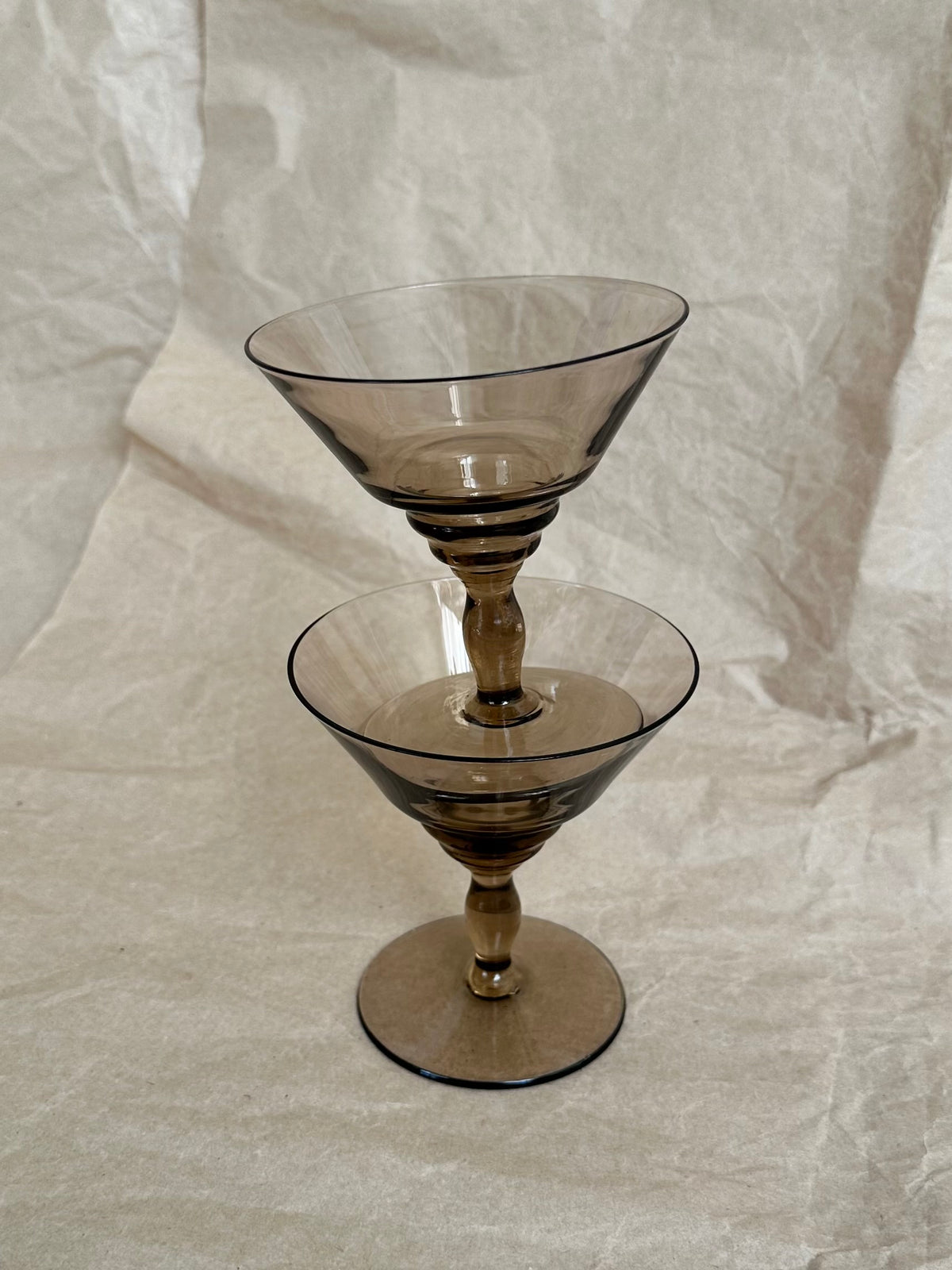 Set of 4 Vintage Smoked Brown Glasses