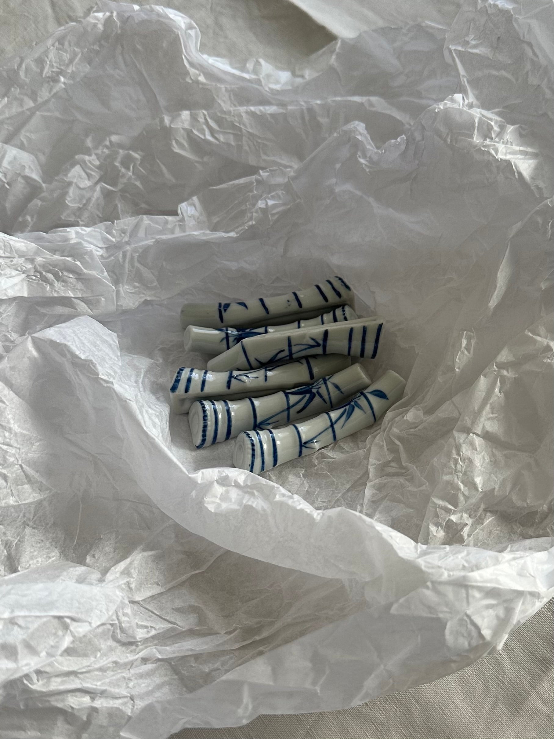 Set of 6 Vintage Porcelain Chopstick Rests