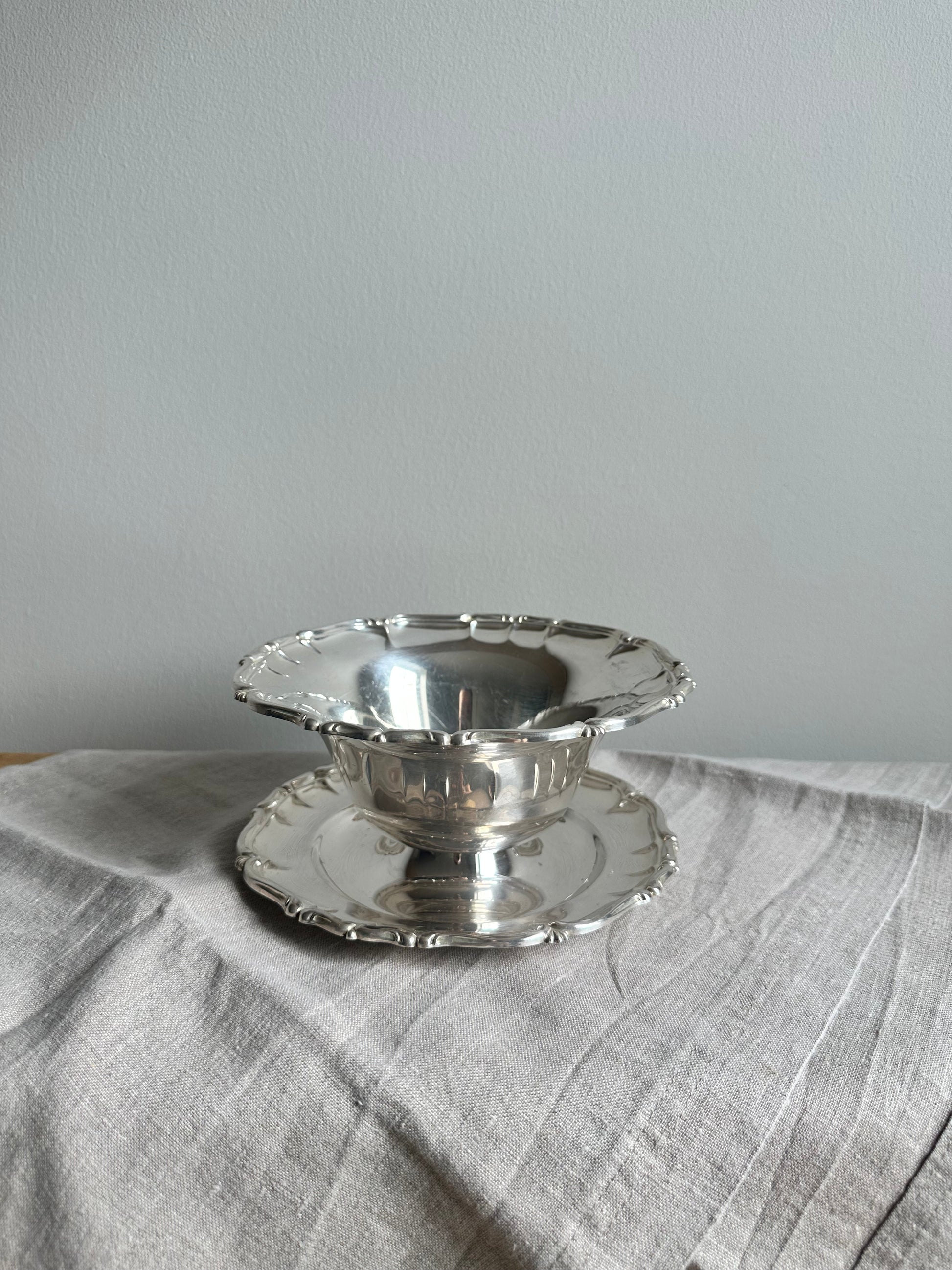 Vintage Silver-Toned Decorative Bowl