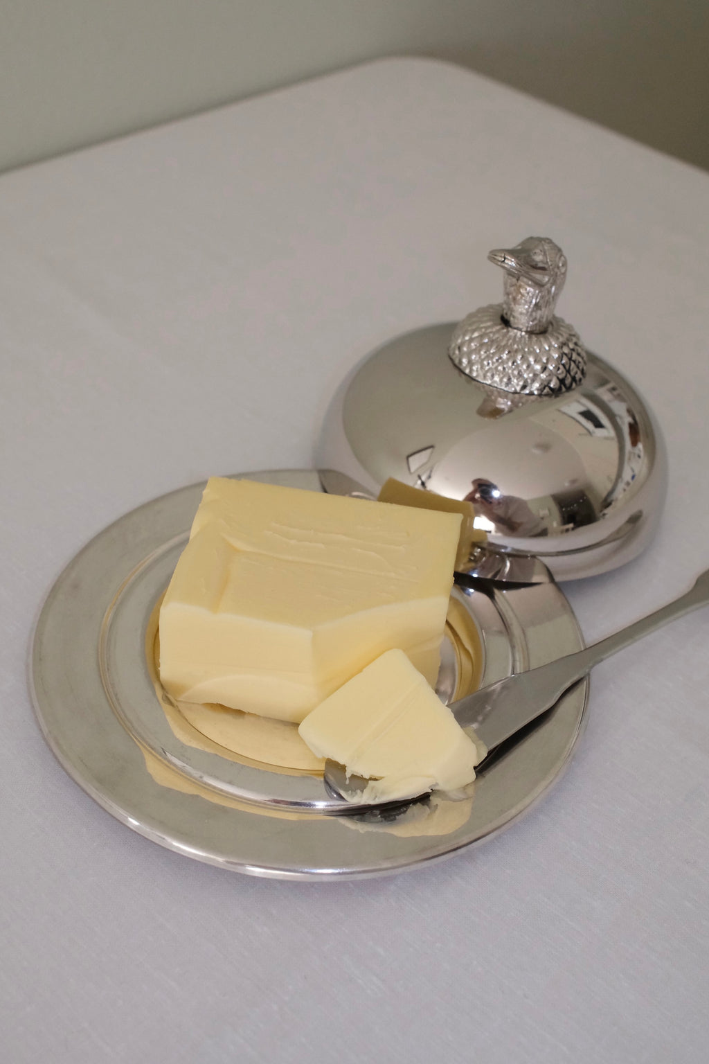Vintage Butter Dish with Duck Handle