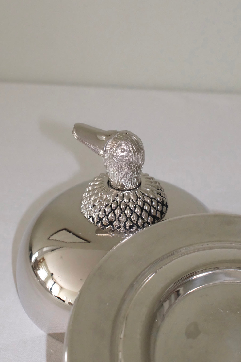 Vintage Butter Dish with Duck Handle