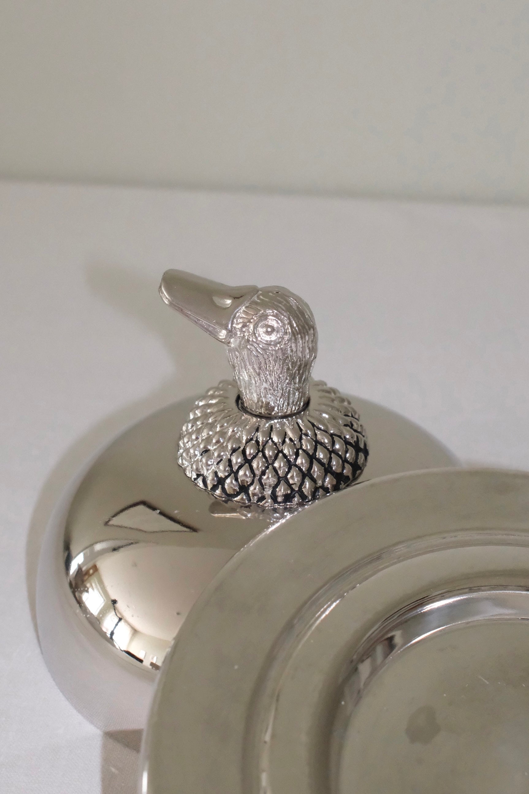 Vintage Butter Dish with Duck Handle