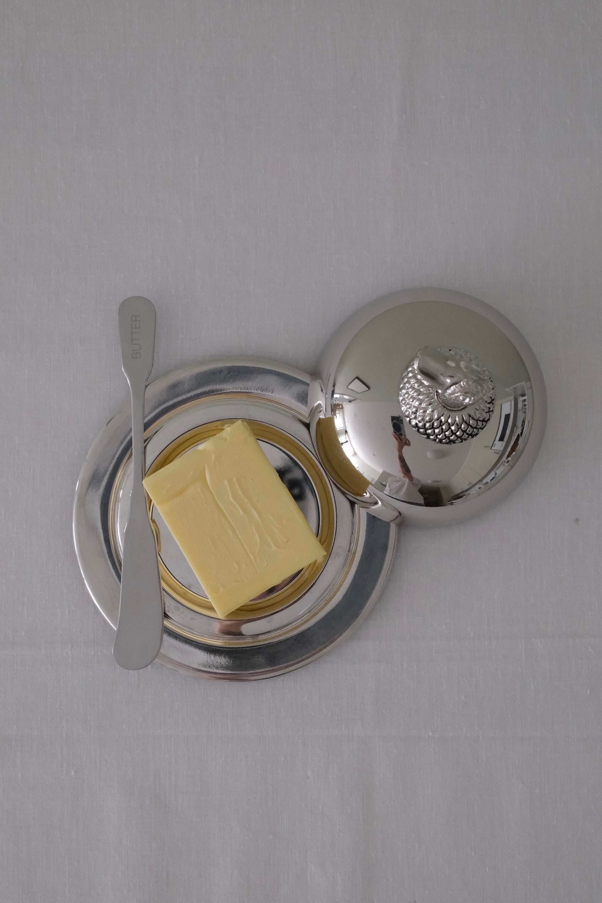 Vintage Butter Dish with Duck Handle