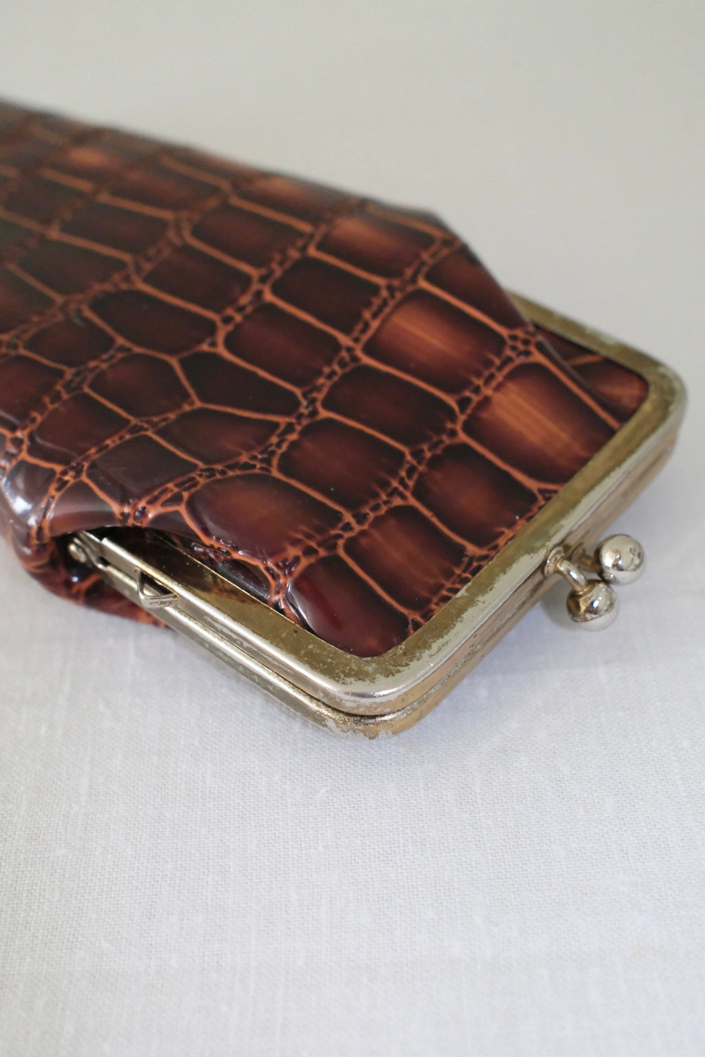 Vintage Croc-Embossed Glasses Case