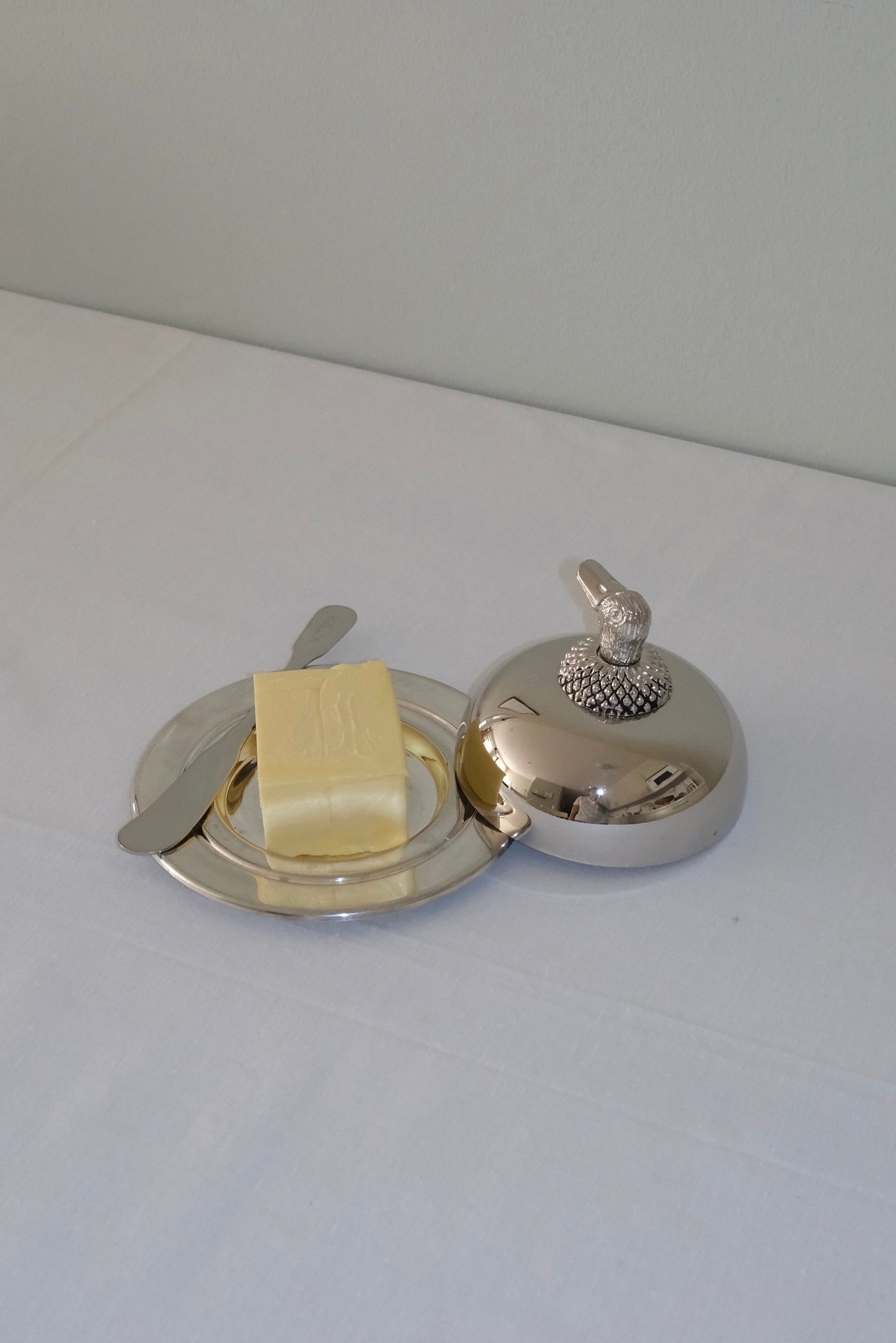 Vintage Butter Dish with Duck Handle