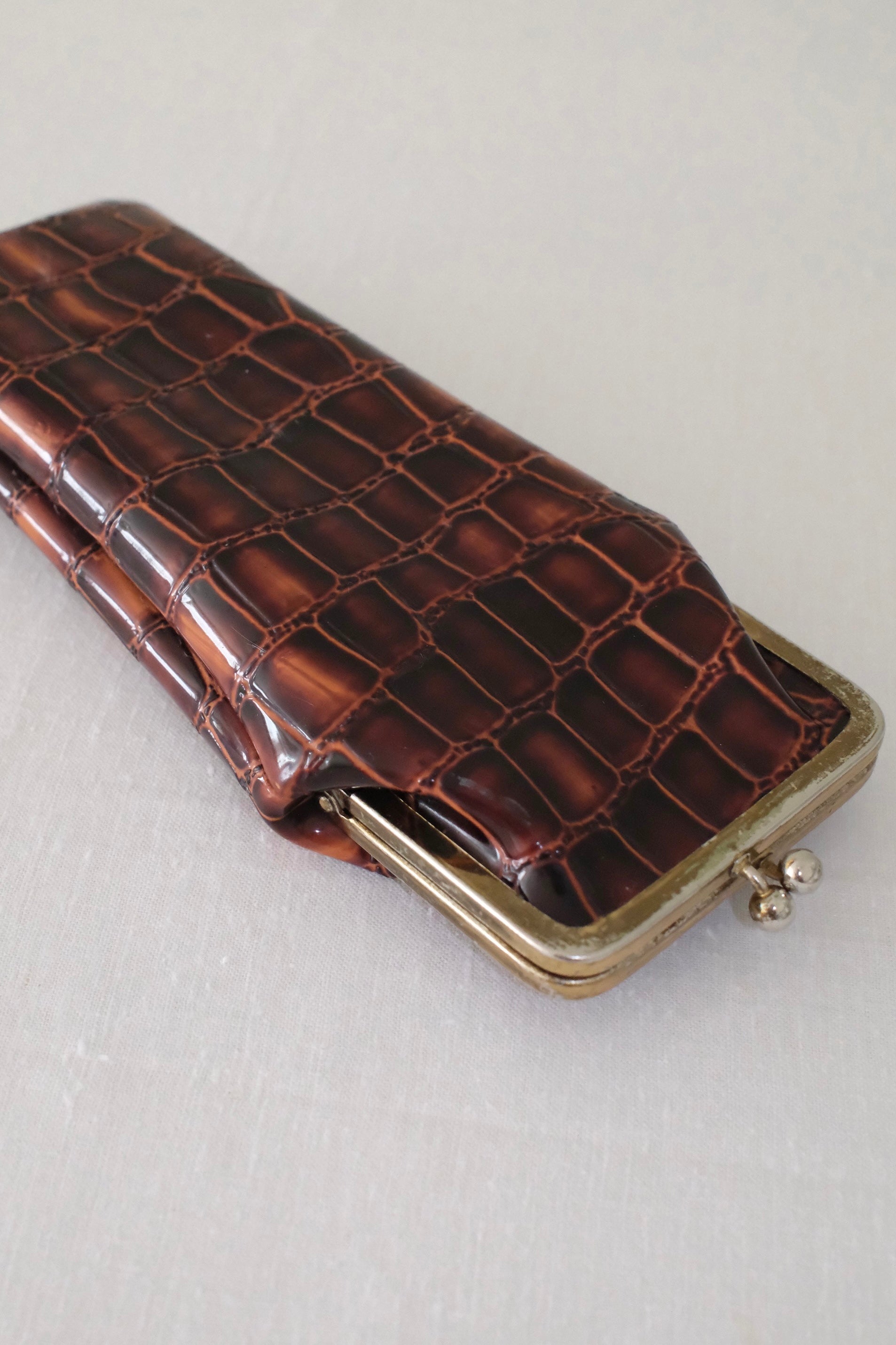 Vintage Croc-Embossed Glasses Case
