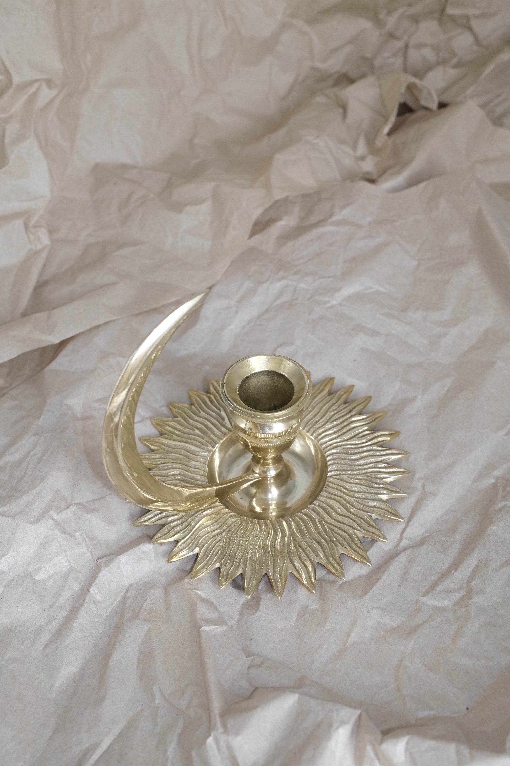 Vintage Sculptural Brass Candle Holder