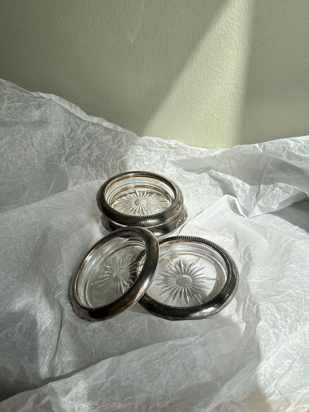 Set of 4 Vintage Italian Silver-Plated Coasters
