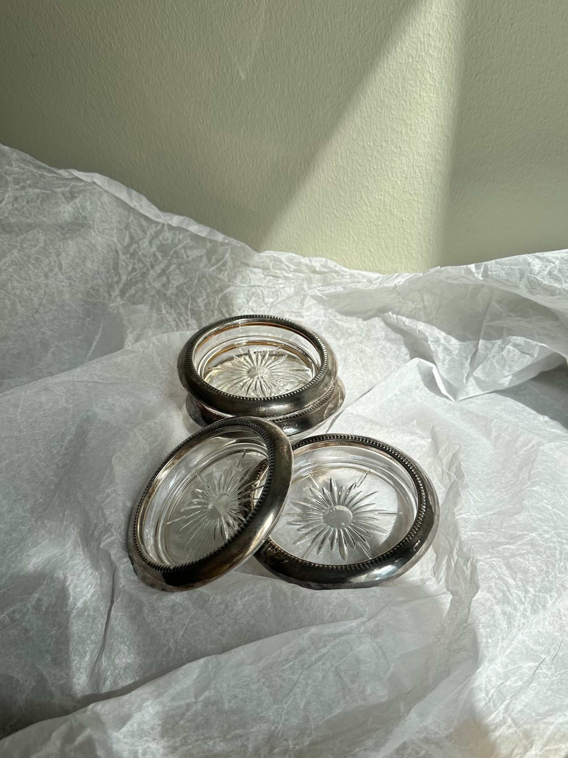 Set of 4 Vintage Italian Silver-Plated Coasters