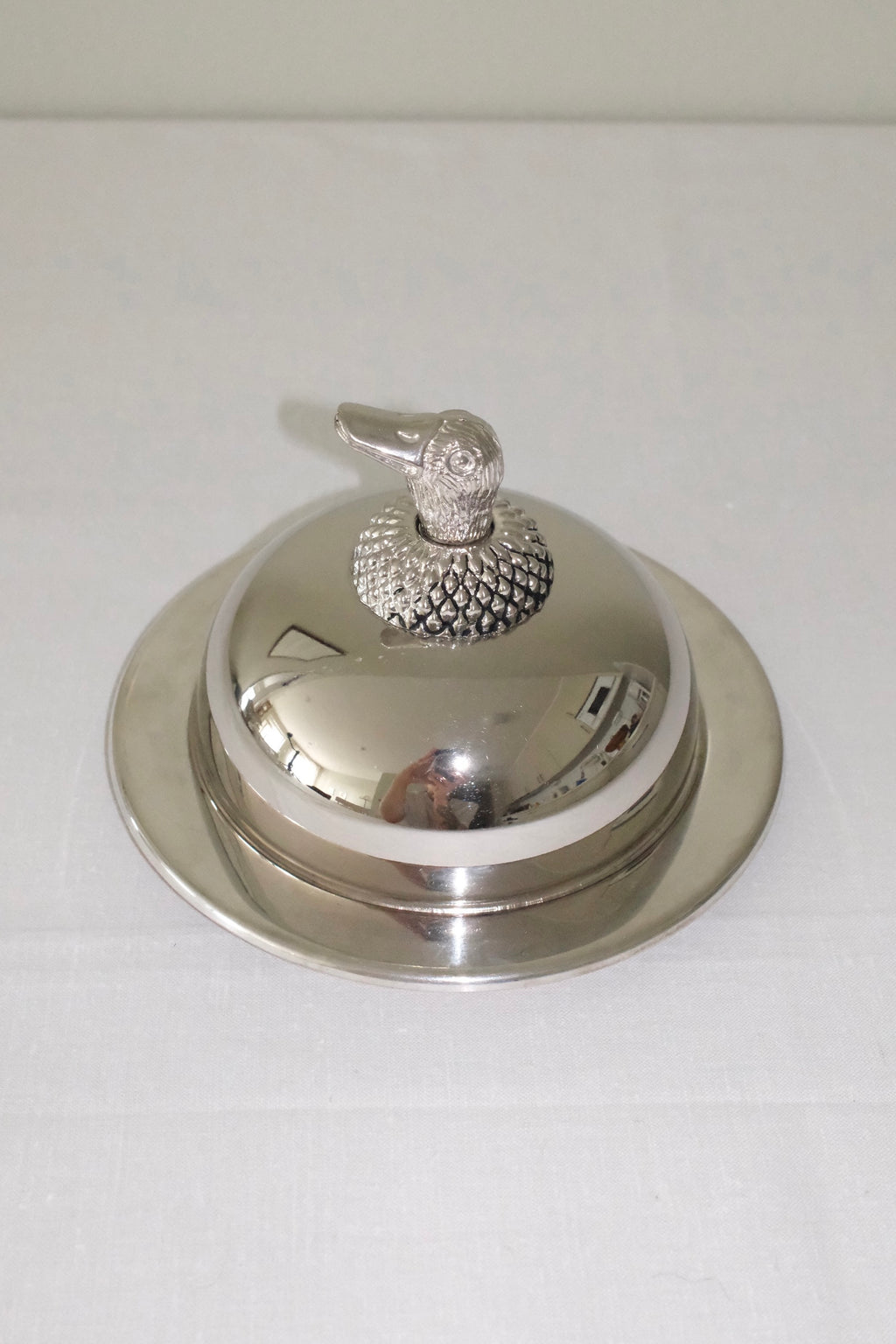 Vintage Butter Dish with Duck Handle