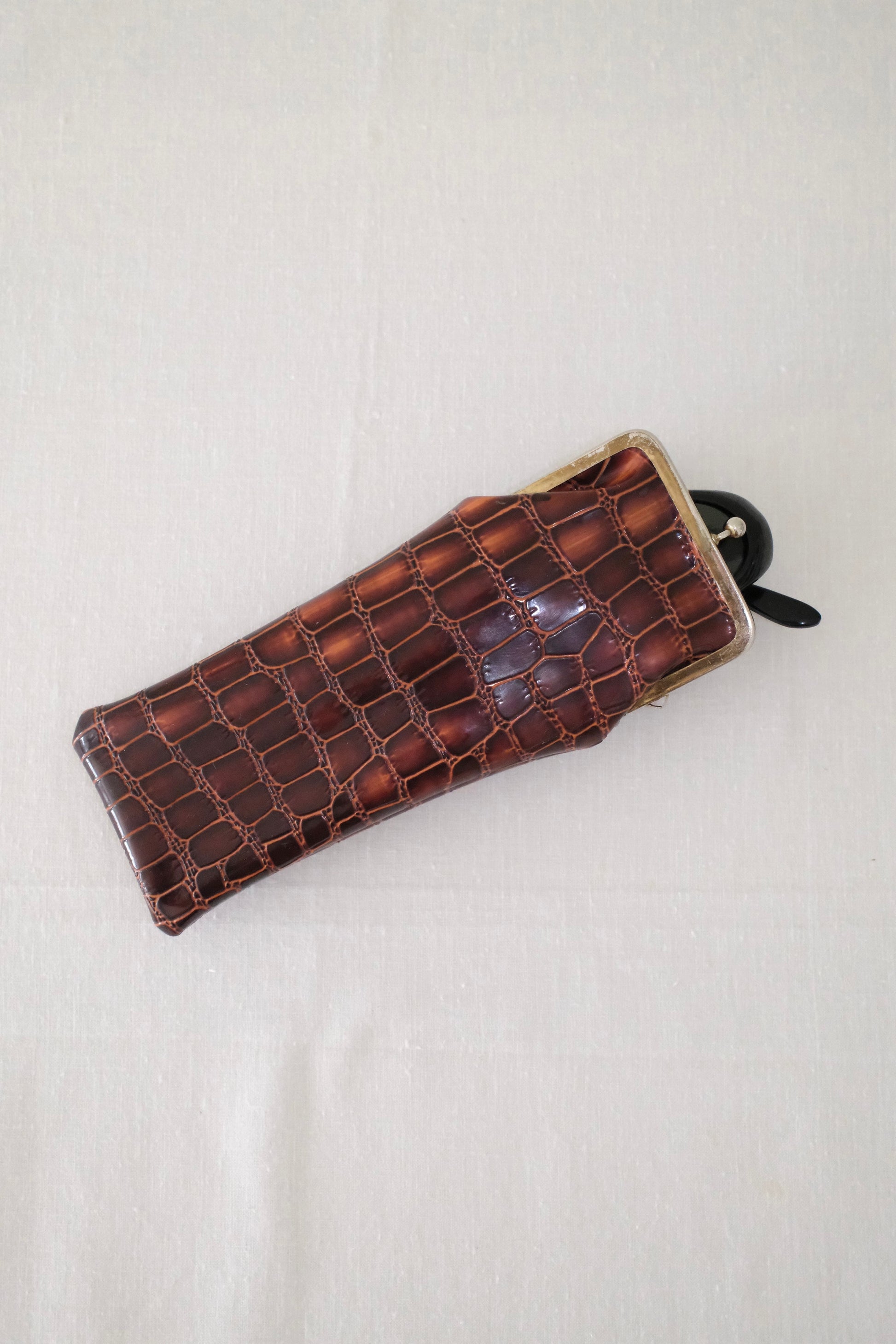 Vintage Croc-Embossed Glasses Case