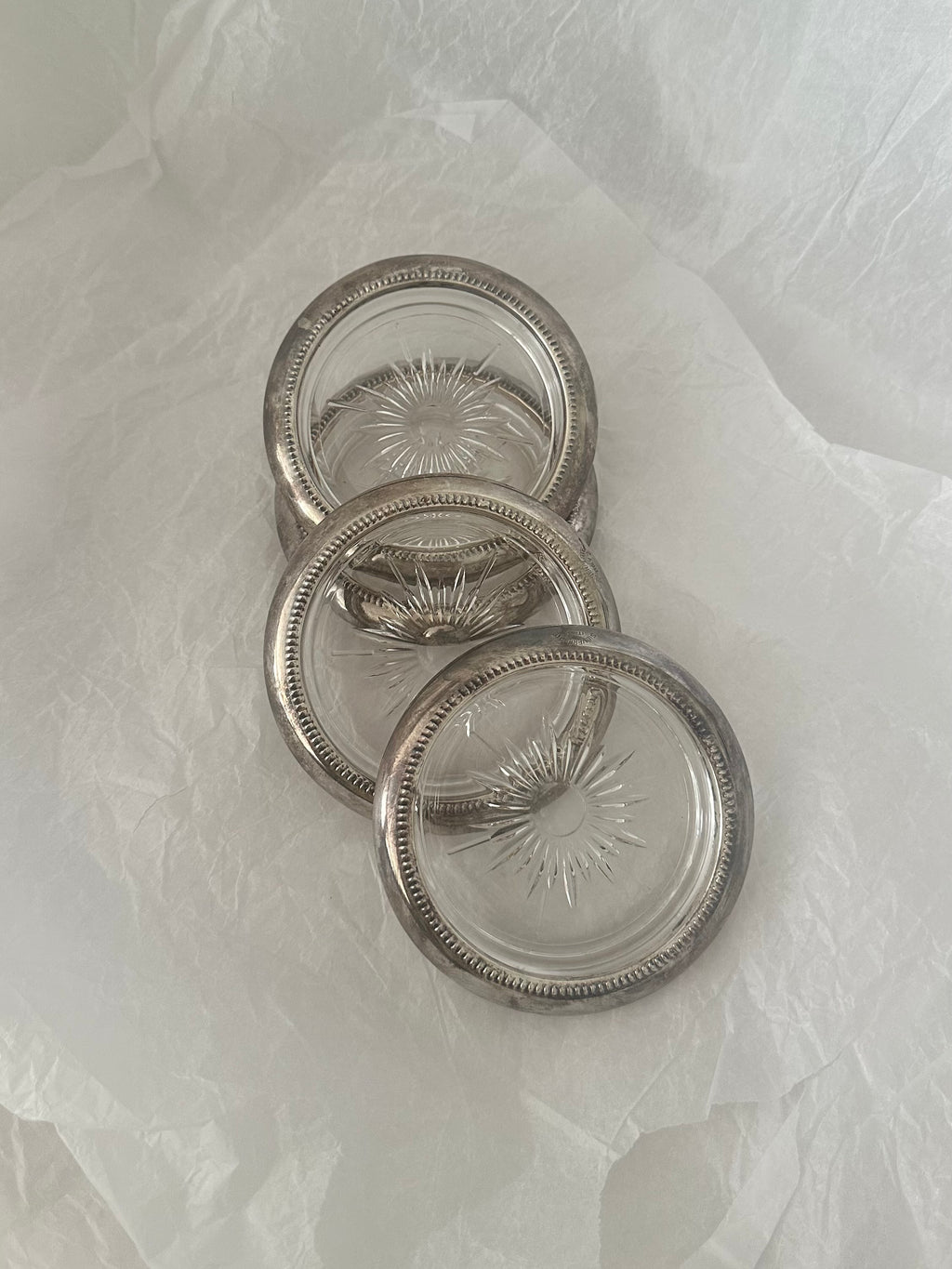 Set of 4 Vintage Italian Silver-Plated Coasters