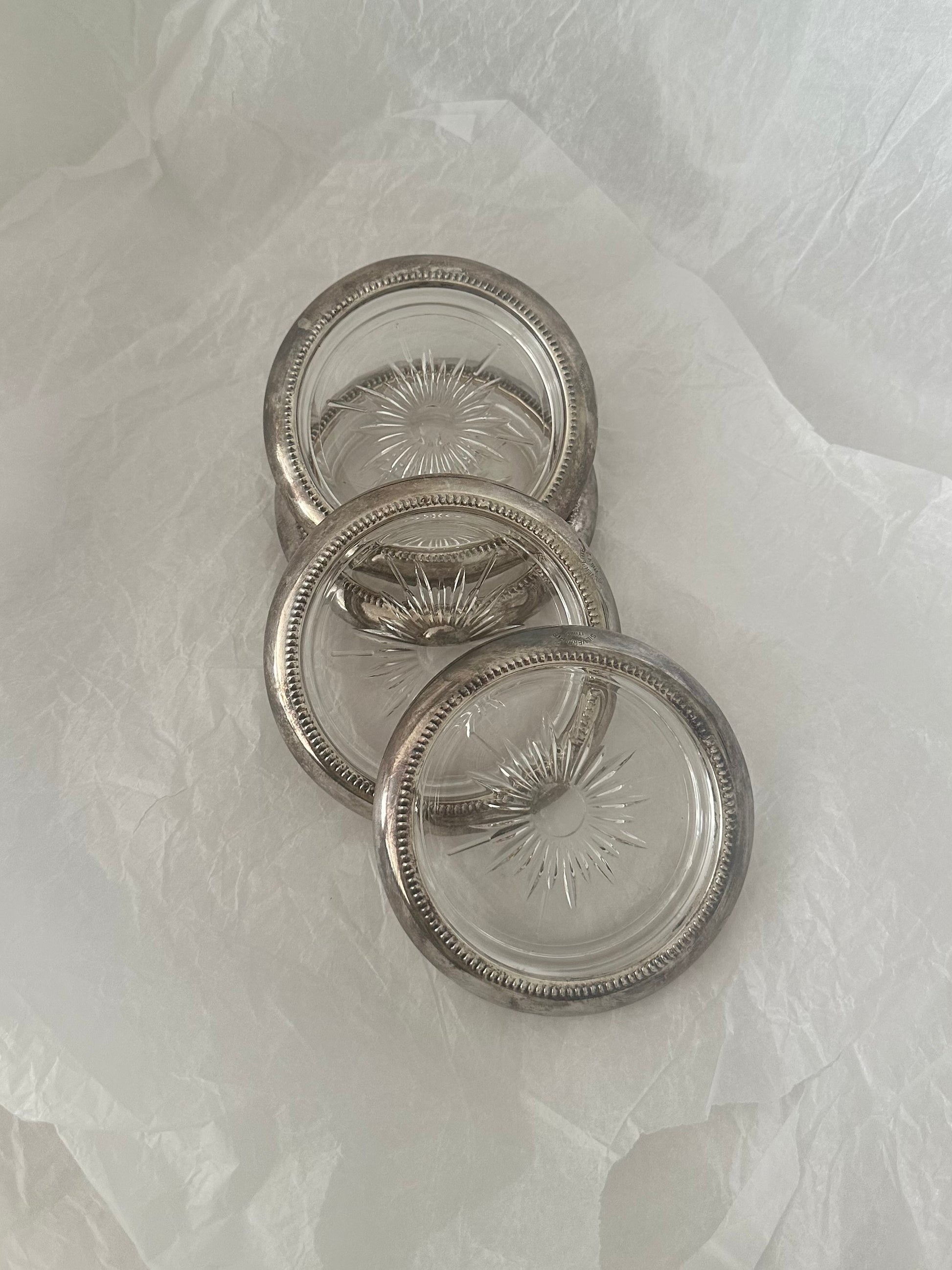 Set of 4 Vintage Italian Silver-Plated Coasters