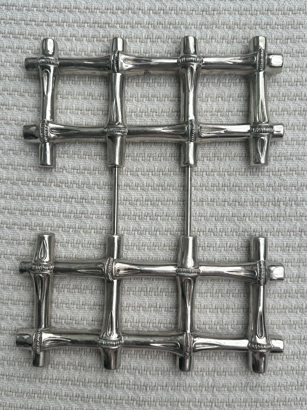 Vintage Expandable Silver-Plated Bamboo Trivet