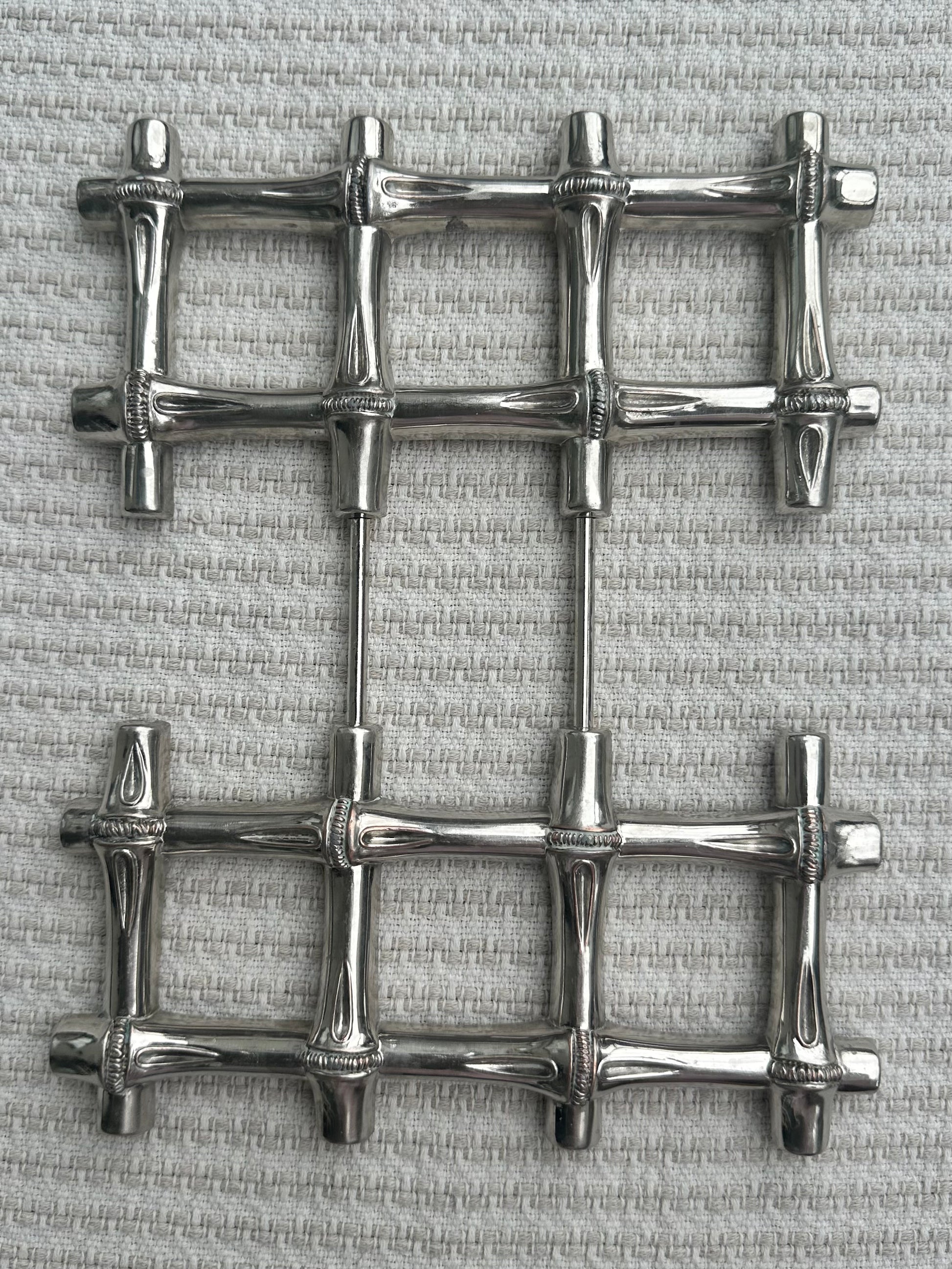 Vintage Expandable Silver-Plated Bamboo Trivet
