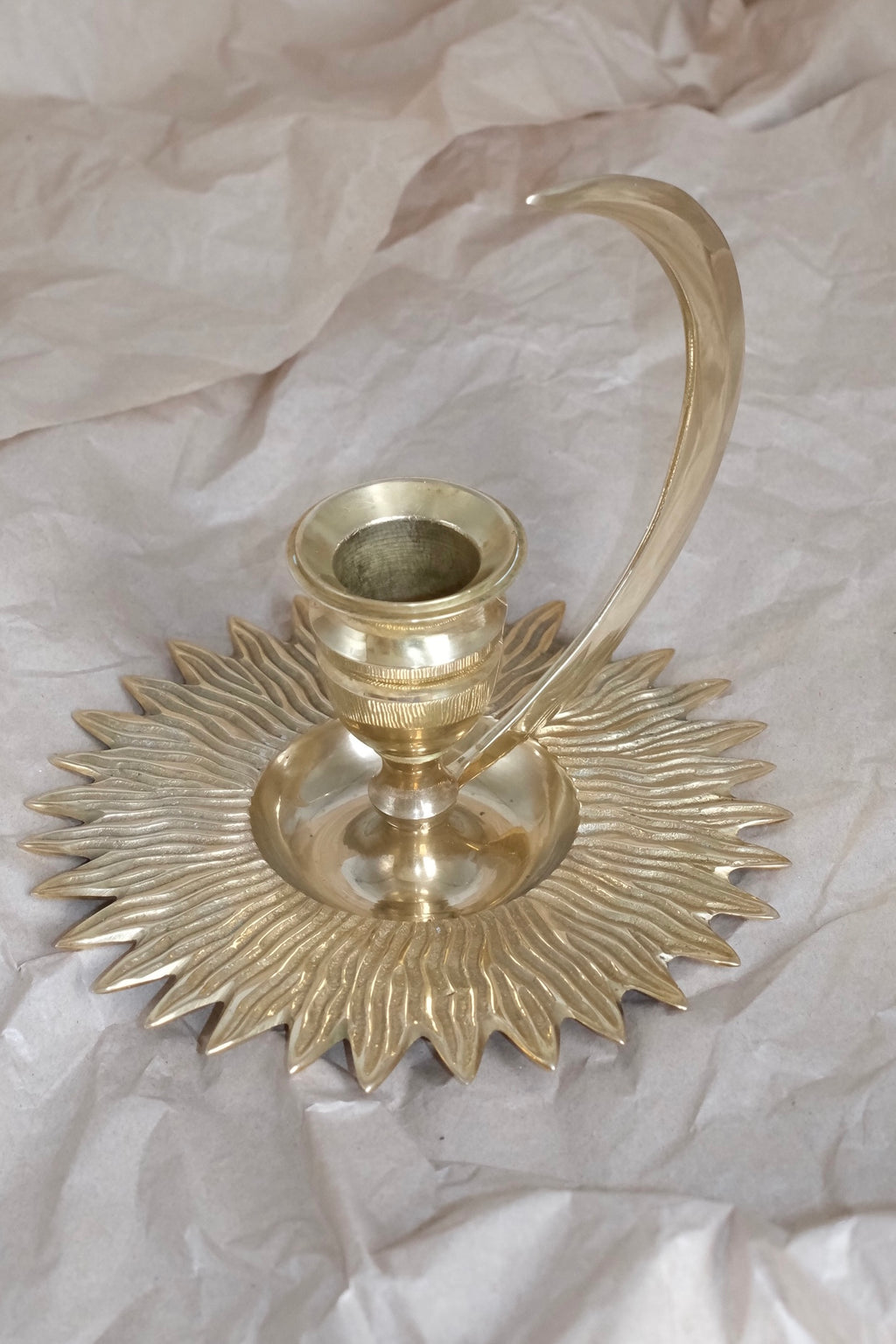 Vintage Sculptural Brass Candle Holder