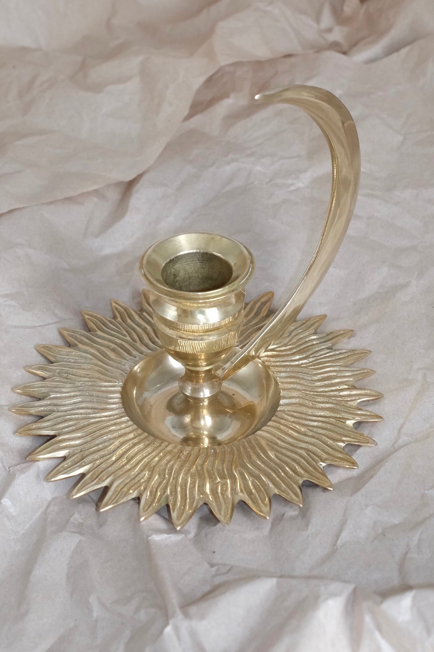 Vintage Sculptural Brass Candle Holder