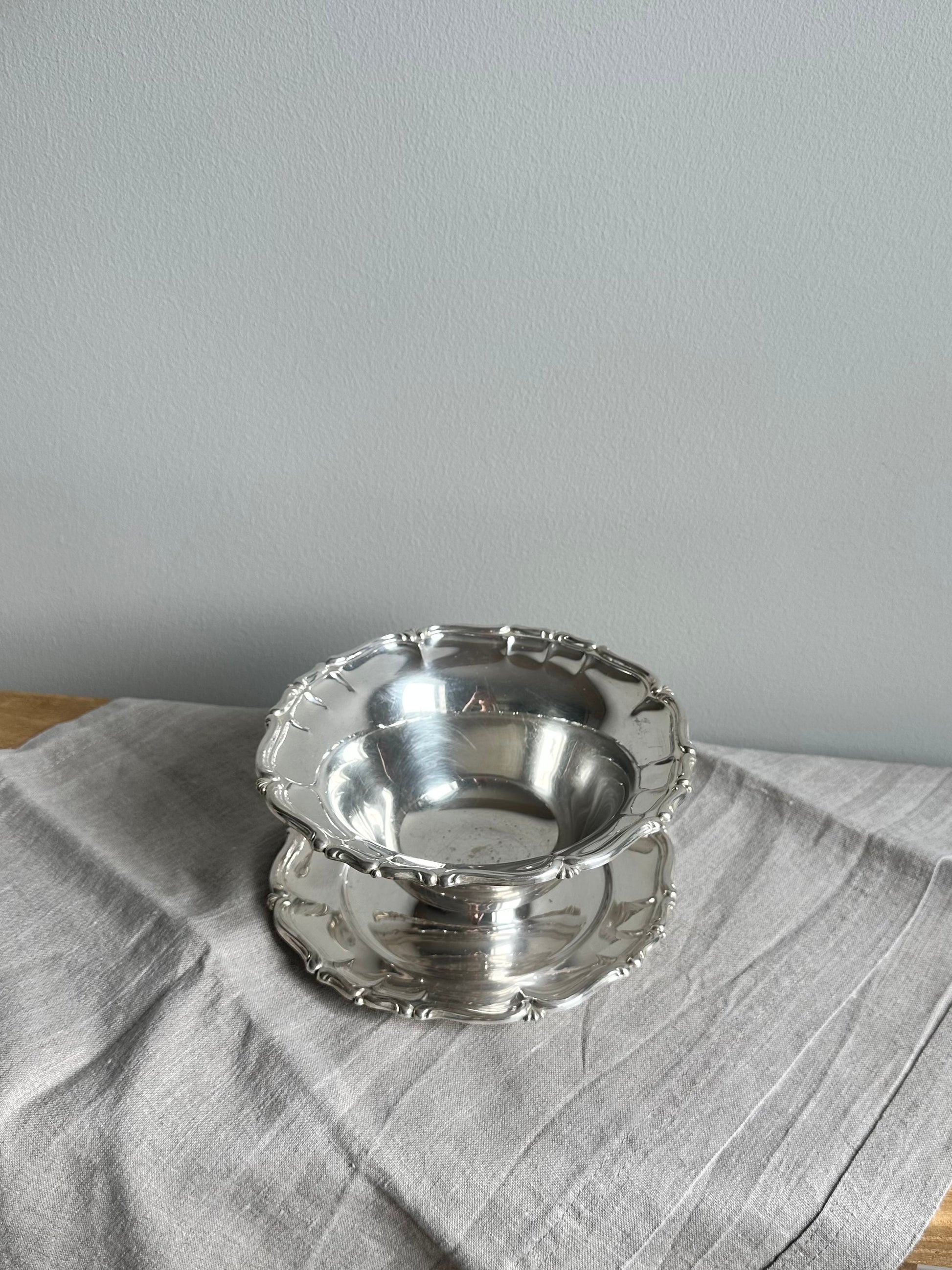 Vintage Silver-Toned Decorative Bowl