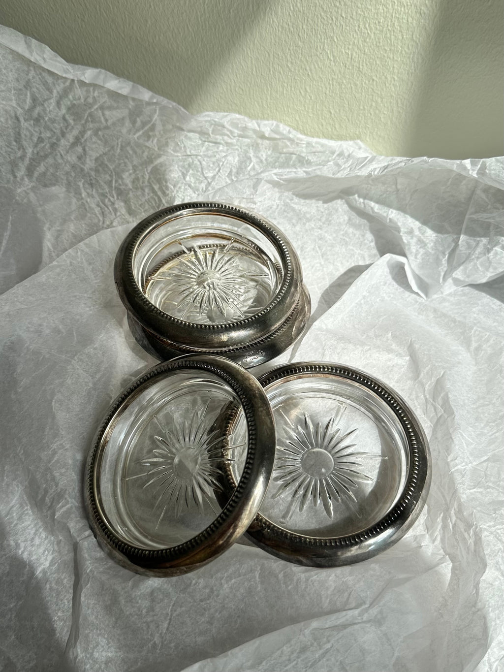 Set of 4 Vintage Italian Silver-Plated Coasters