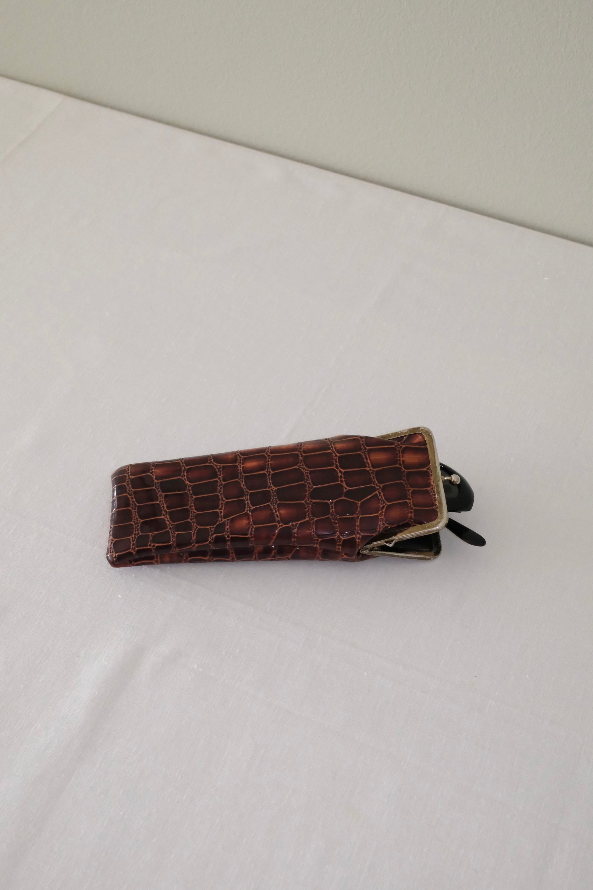 Vintage Croc-Embossed Glasses Case