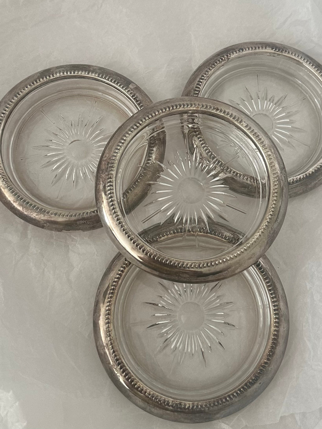 Set of 4 Vintage Italian Silver-Plated Coasters